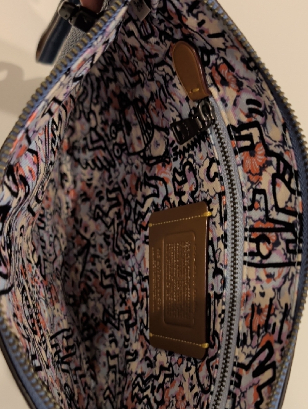 Navy Leather Wristlet Clutch with Boombox Embroidery Limited Edition - Picture 8 of 9